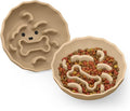 Slow Feeder Dog Bowls Made of Premium Food-Grade Silicone | Anti-Choking & Slow Eating for Improved Digestion, Non-Slip, Soft & Durable, Quiet Dog Bowl, Cute (Brown, Doggy) by Lunabear