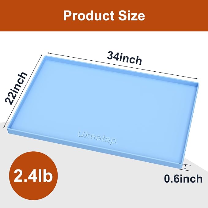34" x 22" Extra Thick Silicone Mat Waterproof with Raised Edge, Blue | Under Sink Mat for Kitchen & Bathroom, Kitchen Cabinet Liner, Multi-Purpose for Storage & Protection - Image 7