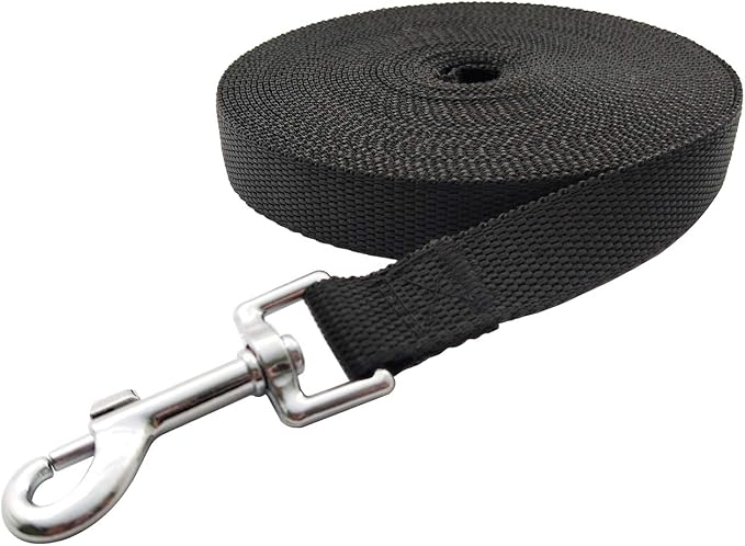 Nylon Training Dog Leash for Small Medium Large Dogs, 15ft 20ft 30ft 50ft Long Leash Dog/Puppy Lead for Obedience Recall Training, Camping (1" x 20ft, Black) - Image 3