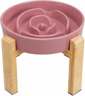 Elevated Slow Feeder Dog Bowl, 8.8" Ceramic Maze Dog Bowl with Stand | 3.2 Cups Slow Feeding Dog Dish for Fast Eaters, 7" Tall Anti-Slip Raised Slow Feeder for Medium to Large Breeds, Pink by PTOBER