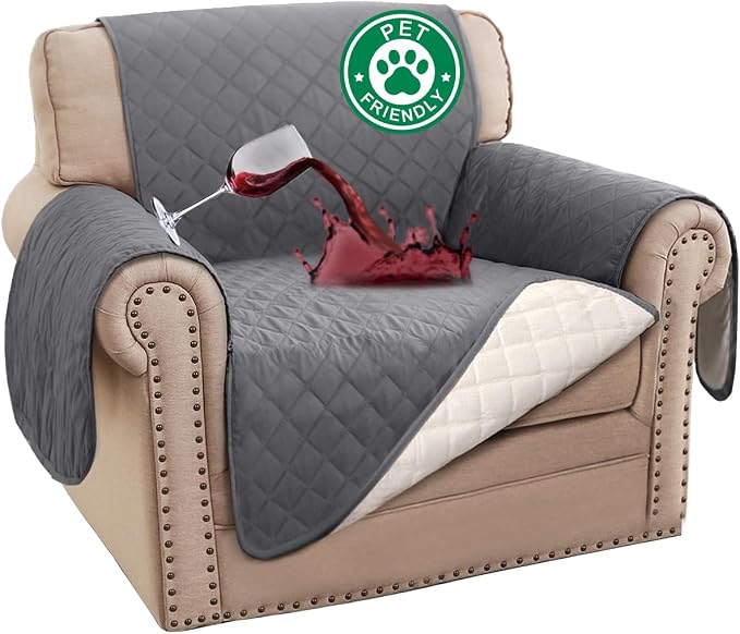 Turquoize 100% Waterproof Sofa Covers Chair Cover Armchair Couch Protector Triple Non-Slip Sofa Slipcover for 1 Cushion Armchair Furniture Protector for Pets, Kids,Dog (Chair 23", Gray) by Turquoize