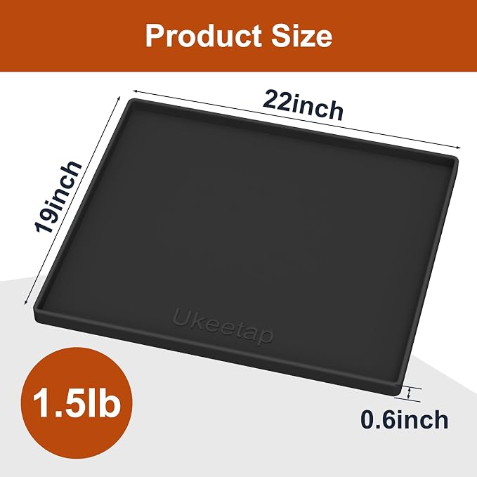 22" x 19" Extra Thick Silicone Mat Waterproof with Raised Edge, Black | Under Sink Mat for Kitchen & Bathroom, Kitchen Cabinet Liner, Multi-Purpose for Storage & Protection - Image 7