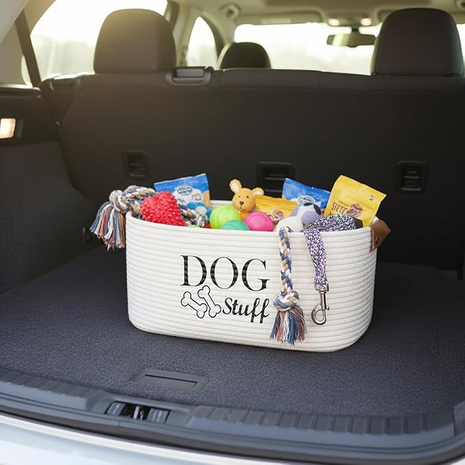 Morezi Durable Cotton Rope Dog Toy Storage, Large Dog Bin, Pet Bed, Puppy Toy Box - Perfect for Organizing Pet Toys, Blankets, Leashes, Clothing and Any Doggie Stuff - Beige - Image 6