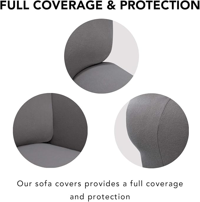 PureFit Stretch Couch Covers for Sofa 4 Seater Slipcovers Light Gray | 1-Piece Sofa Cover Washable Soft Couch protector, Couch Slipcover with Non Skid Foam and Elastic Bottom for Kids, Dogs - Image 3