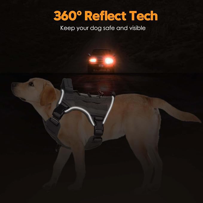 Heavy-Duty Tactical Dog Harness for Large Dogs, No Pull Adjustable Reflective Pet Vest with Molle System, K9 Military-Grade Control for Service Training, Outdoor & 10+ Breeds, Gray, Small - Image 5