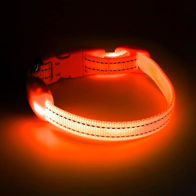Light up Dog Collar for Small Dog,Vizpet XS Adjustable Size Nylon Collar USB Rechargeable Bright Safety Pet Collar for Cats Dogs (Orange) - Image 7