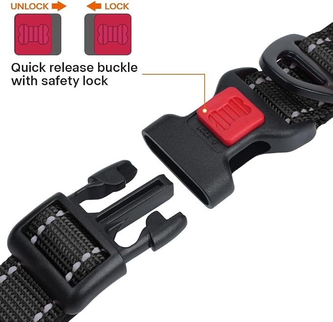 Taglory Reflective Extra Large Dog Collar, Comfortable for Safe Night Walks | Soft Neck Cushioning, Adjustable 18-28 in, Sturdy Webbing Withstands Strong Pullers, Zinc Alloy D-Ring for Leash and ID Tags - Image 3