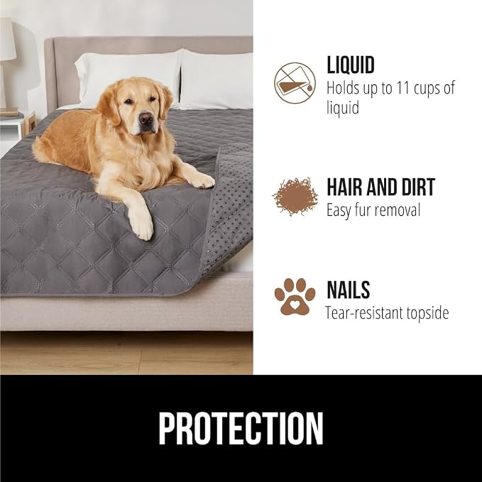 GORILLA GRIP® Waterproof Dog Blanket, Couch Cover for Dogs, 82x102 Charcoal | Silicone Grip Backing, Washable, Leakproof, Protects Sofa, Sectional, Bed, Crate, Car and RV, Senior Pet Essential - Image 5