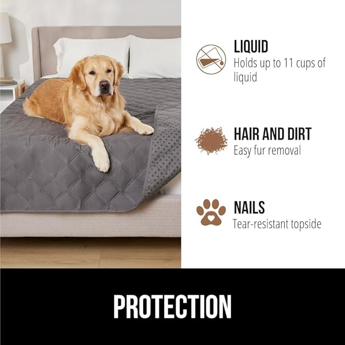 GORILLA GRIP® Waterproof Dog Blanket, Couch Cover for Dogs, 82x82 Charcoal | Silicone Grip Backing, Washable, Leakproof, Protects Sofa, Sectional, Bed, Crate, Car and RV, Senior Pet Essential - Image 5