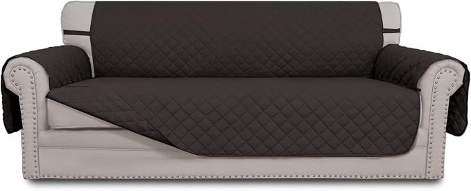 Easy-Going Reversible Couch Cover, 3 Cushion Sofa, Chocolate/Chocolate | Large, Washable Slipcover For Dogs, Water Resistant Furniture Mat For Living Room, Non-Slip Sofa Cover, Pet Friendly by Easy-Going