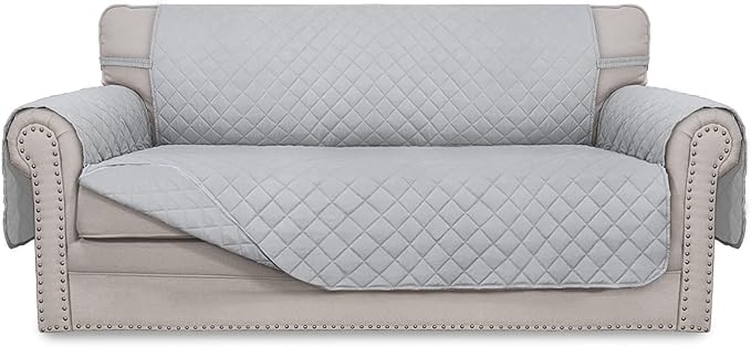 Easy-Going Sofa Slipcover Reversible Loveseat Sofa Cover Couch Cover for 2 Cushion Couch Furniture Protector with Elastic Straps for Pets Kids Dog Cat (Oversized Loveseat, Light Gray/Light Gray) | Oversized Loveseat Slipcover For Dogs, Water Resistant ... by Easy-Going