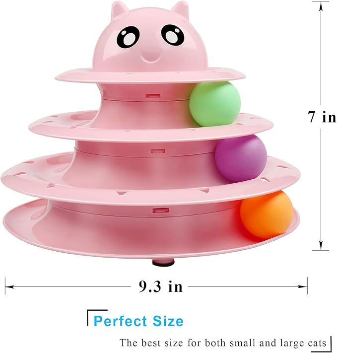 UPSKY Cat Toy Roller 3-Level Turntable Cat Toys with Six Colorful Balls | Puzzle Kitten Toys, Sturdy Structure, Detachable Design, Easy to Assemble, Anti-Slip, Reduces Boredom for Indoor Cats - Image 2