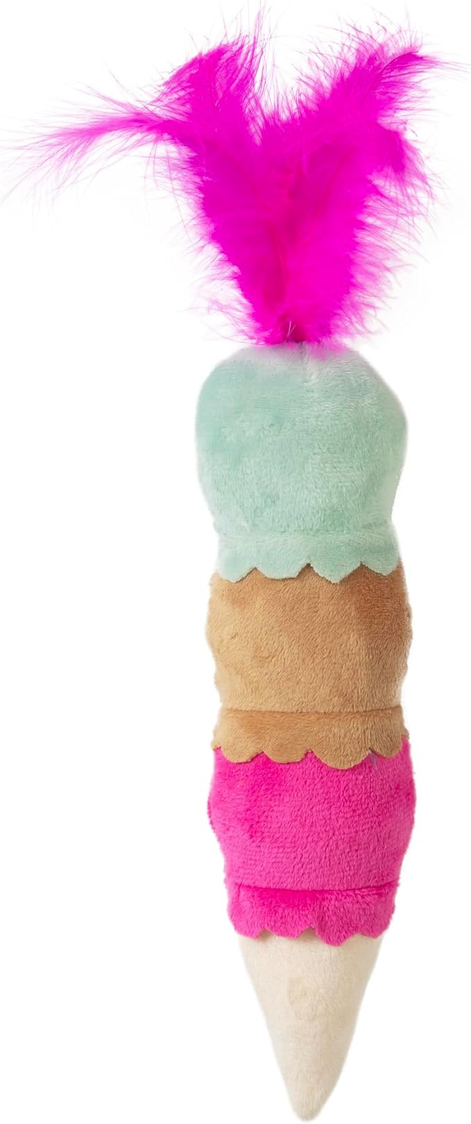 Quirky Kitty Ice Cream Kicker Catnip Crinkle Feather Soft Plush Cat Toy | Large Kicker Cat Toy for Bunny Kicks, Pouncing & Batting | Interactive Catnip Toy for Active Play - Image 4