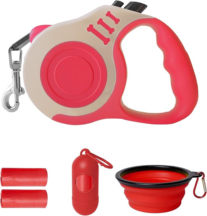 Retractable Dog Leash Automatic Telescopic Tractor Dog Tape | Pet Tape 10/16 FT Durable and Convenient, with Folding Bowl, Dispenser, Rubbish Bags, Suitable for Small and Medium Dogs by LIEVUIKEN