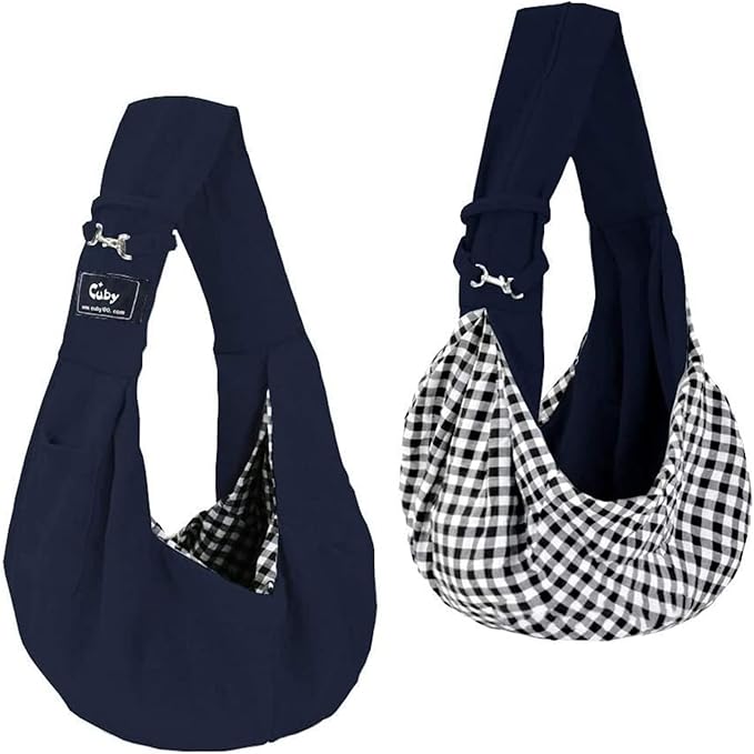 CUBY Dog and Cat Sling Carrier - Hands Free Reversible Pet Papoose Bag - Soft Pouch and Tote Design - Suitable for Puppy, Small Dogs Cats Outdoor by CUBY
