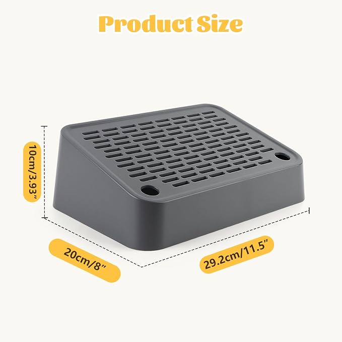 Litter Box Step, Cat Ramp Step Catcher with Filter Function, Grey | Litter Box Ramp for Kittens & Old Cats, Washable, Anti-Tracking, Non-Slip Litter Catcher, Easy to Clean - Image 2