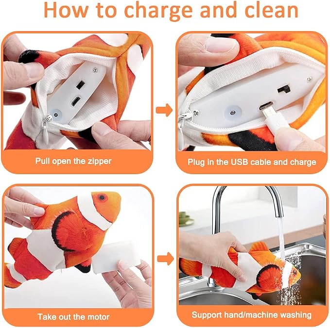 Tocirelo Cat Toy Flopping Fish - Interactive Cat Toy for Indoor Bored Cats | Automatic Moving Floppy Fish Dog Toy, 11" Realistic Electric Kitten Kicker Exercise Stuff with Catnip SilverVine - Image 4