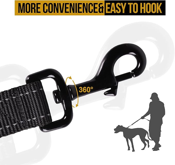 OneTigris No-Pull Dog Leash with Handle for Medium Large Dogs (Black, 4FT) | Durable lead built for training & daily walks. Ideal drag line for strong pullers and large breeds like bully dogs. - Image 5