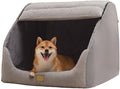 Large Dog House Indoor, Soft Plush Dog Cave Bed Covered Dogs Bed with Fluffy Washable Cushion, Portable Dog/Cat Pet Tent House for Small Medium Dogs (Grey, Large) by Unknown