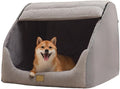 Large Dog House Indoor, Soft Plush Dogs Cave Bed Covered Pet Bed with Fluffy Washable Cushion, Portable Dog/Cat Pet Tent House for Medium Large Dogs (Grey, Medium) by Unknown