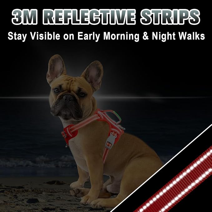 BARKBAY No Pull Dog Harness Large Reflective Dog Harness with Front Clip and Easy Control Handle for Walking Training Running with ID tag Pocket(Red,S) - Image 7