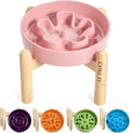 LE TAUCI Ceramic Slow Feed Dog Bowls, Elevated for Small Breeds, Anti-Gulping, Non-Slip, 6 inch, Pink by LETAUCI
