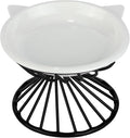 Elevated Cat Bowls,6.3" Wide Raised Ceramic Cat Food Bowl with Anti-Slip Metal Stand for Indoor Cats,Whisker Friendly,Protect Pet's Spine Pet Food Dishes for Flat Faced Cats and Kitten (White) by Meowgod