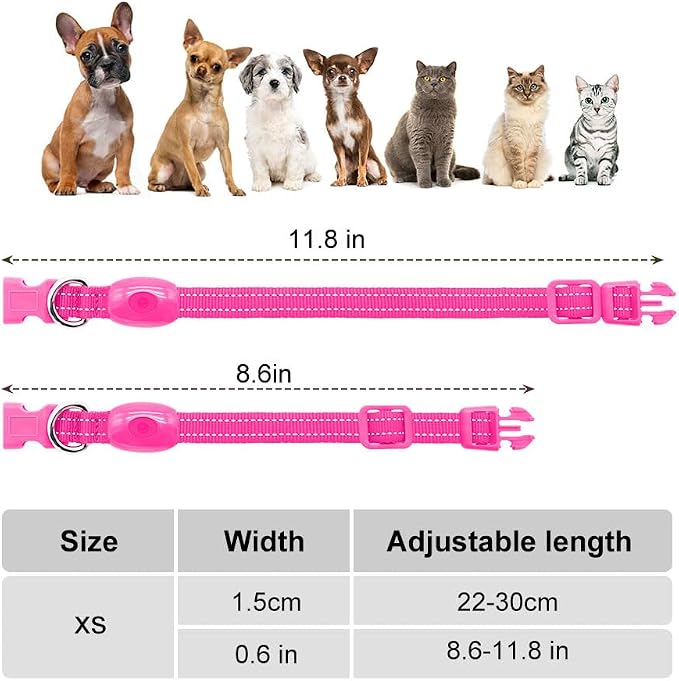 Light Up Dog Collar for Small Dogs - LED Dog Collar Rechargeable Adjustable Puppy Collars, Glow in The Dark Dog Lights for Night Walking & Camping (X-Small, Pink) - Image 4