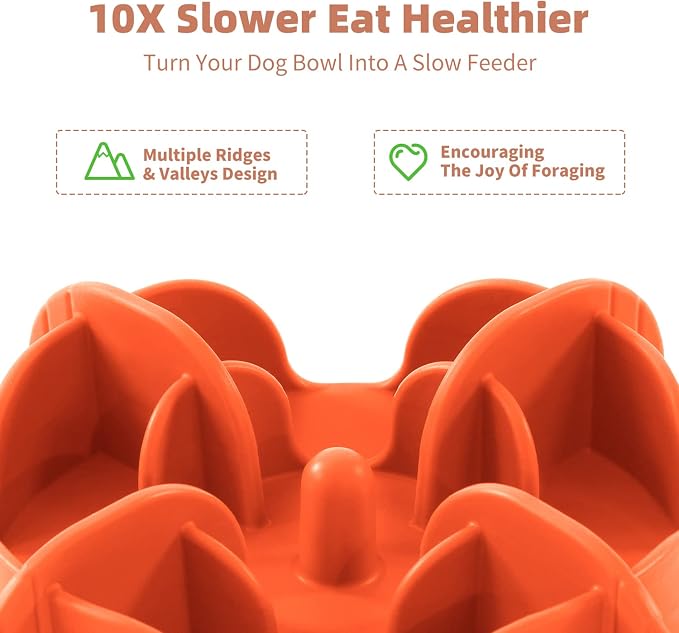 Jaoul Slow Feeder Dog Bowls Insert for Large Breed, 7 Inch Cuttable Slow Feeder Insert with 32 Octopus Suction Cups for Medium Large Size Dog Food Bowl (X-Large, Orange) - Image 4