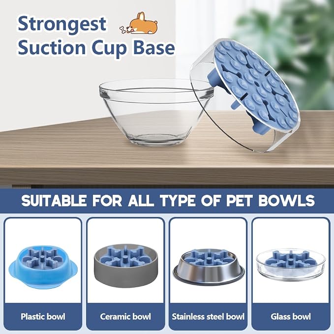 Soft Silicone Anti-Choking Puzzle Feeder Insert - Compatible with Regular Elevated Dog Bowls, Anti-Slip Slow Down Eating Insert - Image 7