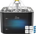 Wonder Creature Crystal Cat Water Fountain Stainless Steel Lid, 101oz/3L | Quiet Pet Fountain with Transparent Base, LED Light, Triple Filtration, 3 Flow Modes for Cats and Dogs, 4 Filters & 4 Sponges by WonderCreature