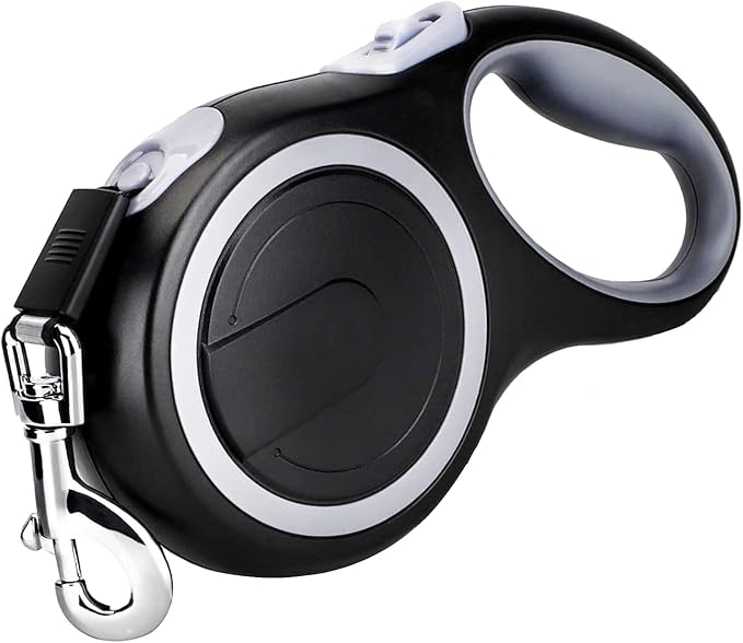 26Ft Retractable Dog Leash, Heavy Duty Great Leash for Dog up to 110 lbs, Anti-Slip Rubberized Handle, One-Handed Brake, Strong Nylon Tape, Tangle Free(Large Size). by MK-DEF