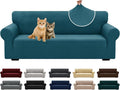 XINEAGE Stretch Jacquard Sofa Cover, Non Slip Sofa Slipcover for Dog | High-Stretch Fabric. Wear-Resistant, Pet Friendly. Easy Install & Washable for Living Rooms, Offices.Peacock Blue by XINEAGE