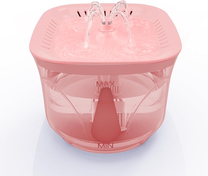 Cat Water Fountain, 2.4L/2.5QT Capacity, Pink | Ultra Silent Pet Drinking Fountain for Cats and Small Dogs, Indoor Water Fountain, with Replacement Filters by Unknown
