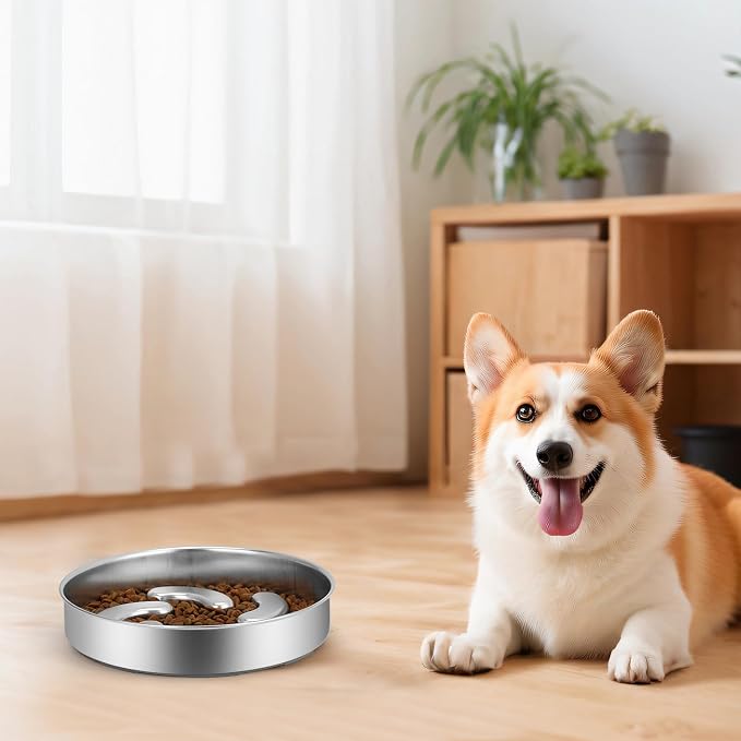 Slow Feeder Dog Bowl, 2 Cups Stainless Steel Heavy Duty Bowl Non-Slip Base | Premium Stainless Steel Material, Helps Slow Down Eating For Small, Medium And Large Breed Dogs - Image 7