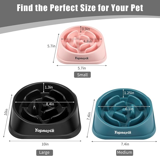 Slow Feeder Dog Bowls for Medium Dogs & Cats | Non-Slip Base, Anti-Choking Design, Reduces Bloating & Overeating, Easy to Clean, 1.5-2 Cups - Image 2