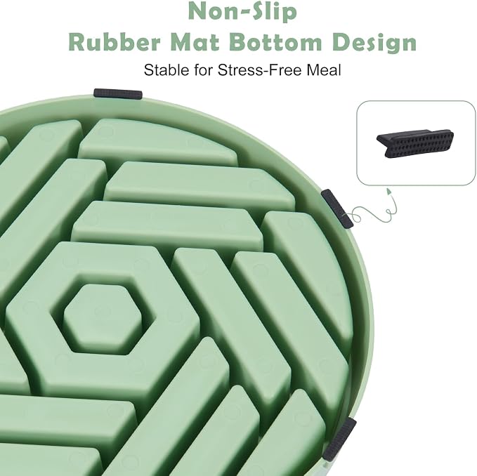 TOBYTO Slow Feeder Dog Bowls Large Medium Breed,Anti-Choking Slow Eating Dog Food Bowl,Non Slip Pet Slower Food Feeding Bowls Large Puzzle Slow Feeder Bloat Stop Maze Dog Dishes,Bean Green - Image 8