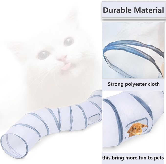 Cat Tunnel, Cat Tunnels for Indoor Cats, S-Shape Foldable Cats Cave | Interactive Toy Pet Tube with Interactive Peephole Crinkle Sounds for Rabbits, Kittens, Ferrets, Puppy Playing & Exploring - Image 4