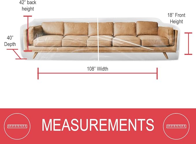 LAMINET Thick Crystal Clear Heavy-Duty Water Resistant Sofa/Couch Cover - Perfect for Protection Against CAT/Dog Clawing, Kids and Grandkids - Large Sofa - 42" BH x 18" FH x 108”W x 40”D - Image 3