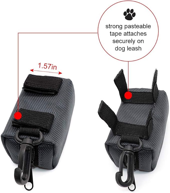 SLSON Pet Waste Bag Dispenser Zippered Pouch,Portable Dog Poop Bag Holder Leash Attachment Lightweight Fabric Bags (Dark Grey) - Image 5