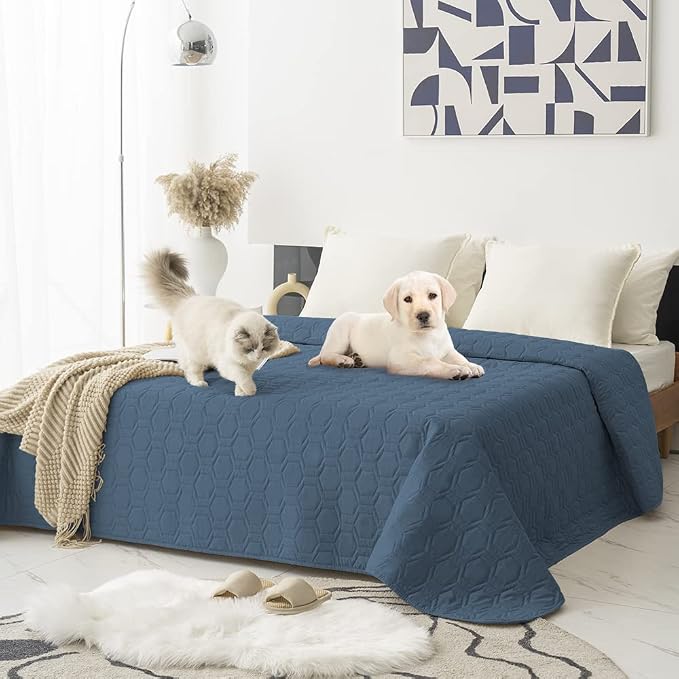 Tcksstex Waterproof and Non-Slip Dog Bed Cover and Pet Blanket Sofa Pet Bed Mat ，car Incontinence Mattress Protectors Furniture Couch Cover for Most Cats Dogs, Pets（40x50- Navy Blue） - Image 7