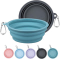 Kytely Collapsible Dog Bowls Medium, 2Pack Foldable Dog Travel Bowl, Portable Pet Water Food Bowl with Clasp, Pet Cat Feeding Cup Dish for Traveling, Walking, Hiking (Blue+Grey) by Kytely