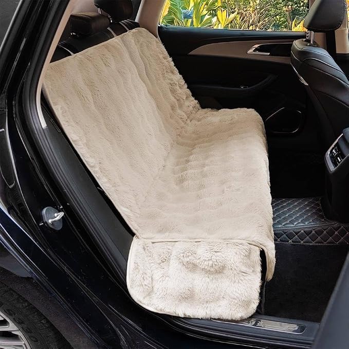 FUNNY FUZZY Luxurious Dog Car Seat Cover, Waterproof Backseat Protector | Faux Rabbit Fur, Full Backseat Cover, Non-Slip, Hair, Dirt & Scratch Defense, Machine Washable, Fits Cars, SUVs & Trucks - Image 8