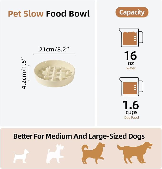 Havniva Dog Bowls Slow Feeder, Ceramic Slow Feeder Dog Bowls for Fast Eater | 1.6 Cups Dog Food Bowl Puzzle Feeder, Slow Feeding Bowls for Medium Breed, Non-Slip Base, Anti-Choking - Image 2