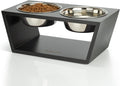 Pawfect Pets Elevated Dog Bowl Stand- 7" Raised Dog Bowl for Medium Dogs. Pet Feeder with Four Stainless Steel Bowls (Black) by PawfectPets