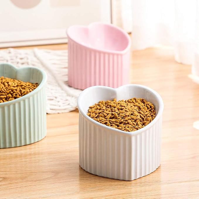 White Ceramic Raised Cat Bowls, Tilted Elevated Food or Water Bowls, Stress Free, Backflow Prevention, Dishwasher and Microwave Safe, Lead & Cadmium Free - Image 6