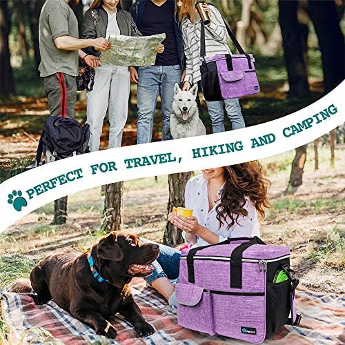 PetAmi Dog Travel Bag Organizer, Pet Supplies Tote Diaper Bag, Purple Large | Pet Travel Kit with 2 Food Containers & 2 Collapsible Dog Bowls, Luggage Sleeve, Weekend Getaway Road Trip Camping Essentials - Image 6