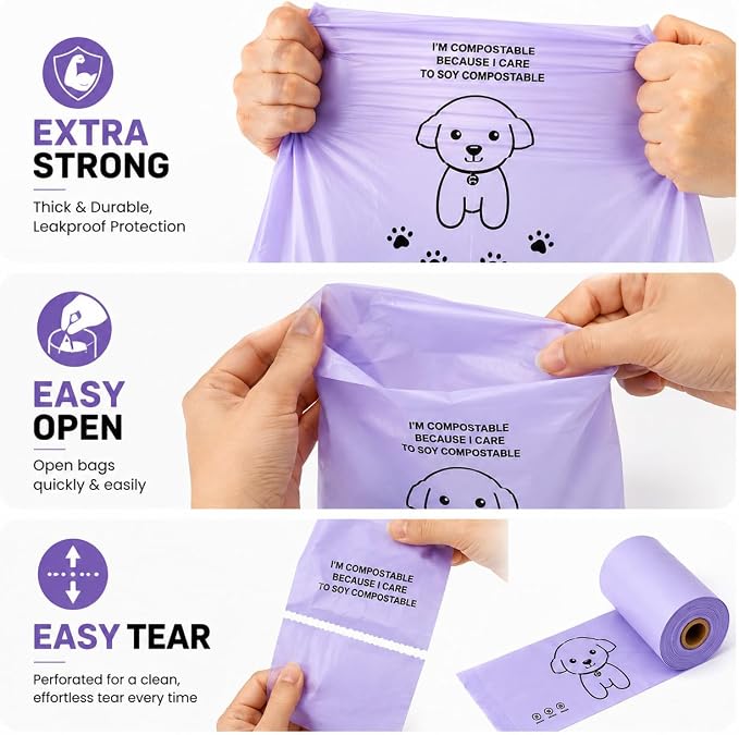 100% Certified Home Compostable Dog Poop Bags - Part Of Every Purchase will Go To Charity - ASTM D6400 & EN 13432 Compliant - 150 x Plant Based Compostable Poop Bags - Image 8