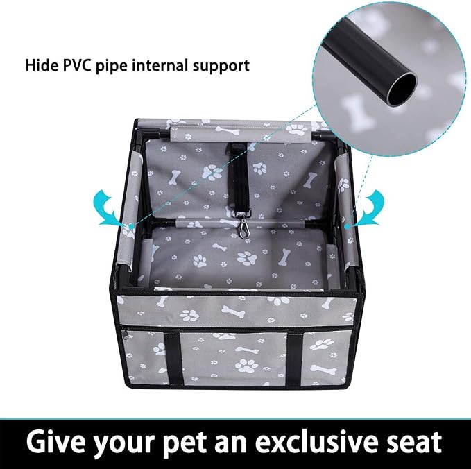 GENORTH Dog Car Seats for Small and Medium Dogs,Portable Puppy/Pet Car Booster Seat with Clip-On Leash and Mesh Window for Pet Up to 20 lbs - Image 4