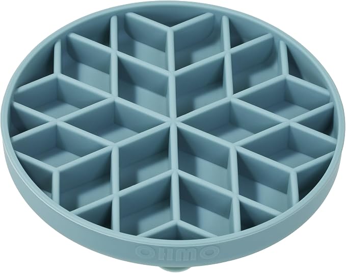 OHMO Slow Feeder Dog Bowl, 5.9" Lick Mat for Dogs, Diamond, Light Blue | Cat Slow Feeder Bowl, Anti Choking, Enrichment Toys, Easy Clean BPA-Free Silicone Feeding Bowl, Boredom and Anxiety Reducer by OHMO
